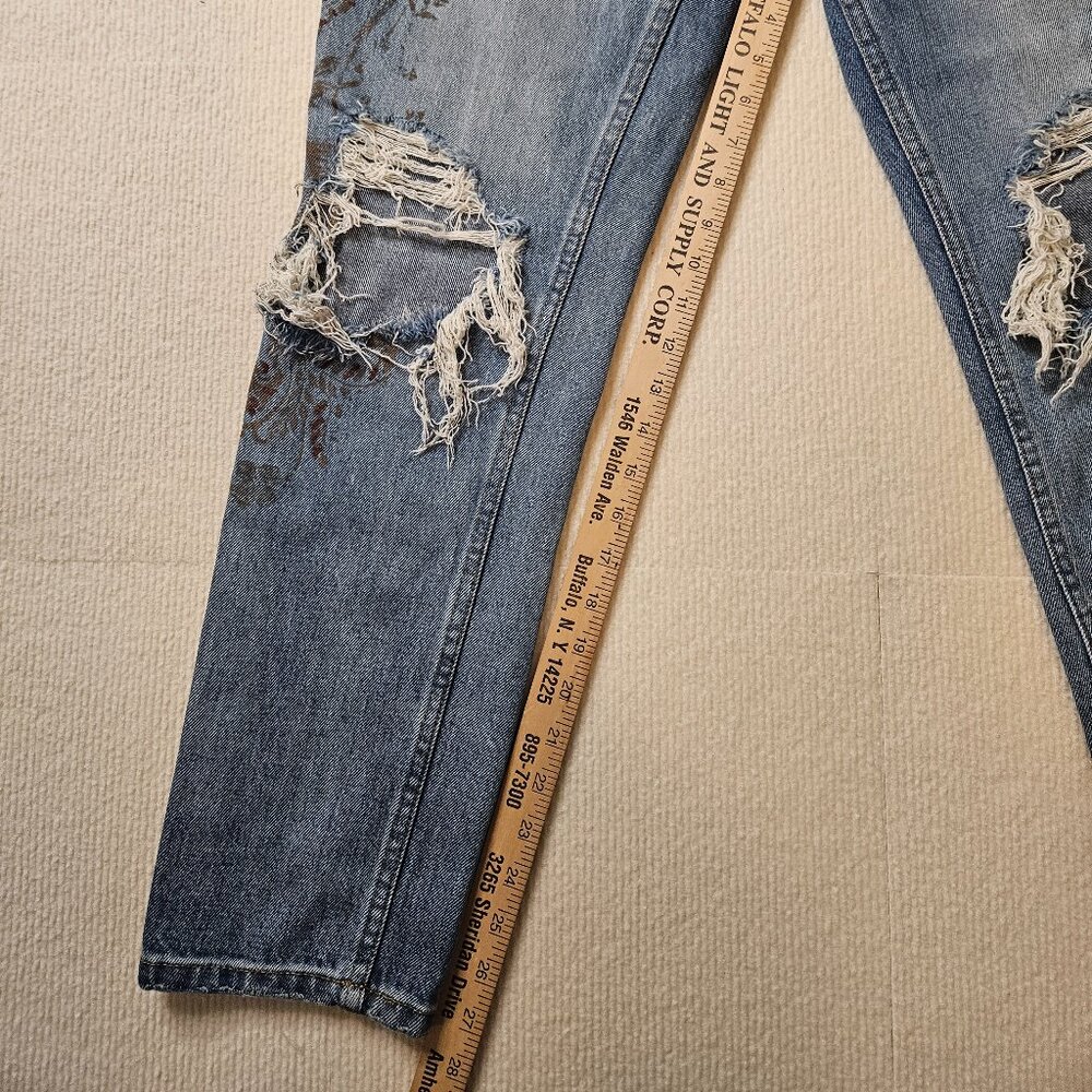 Free People Paint Stencil Distressed Jeans - size 27 - Picture 6 of 7